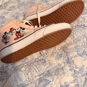 Vans Kids Light Pink Canvas Sneakers with Mickey & Minnie Embroidery